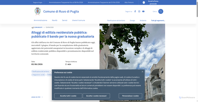 Security scan screenshot of https://www.comune.ruvodipuglia.ba.it