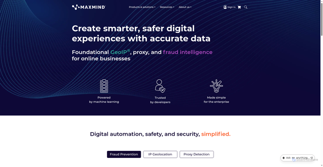 Security scan screenshot of https://www.maxmind.com