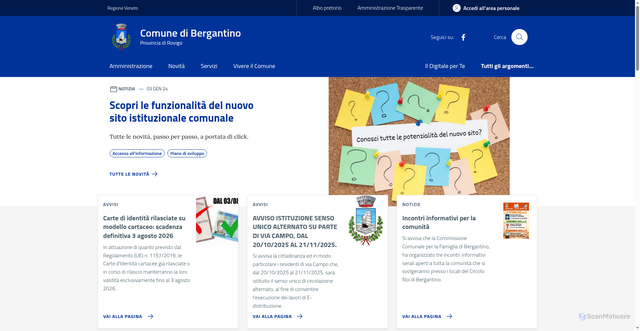 Security scan screenshot of https://www.comune.bergantino.ro.it/