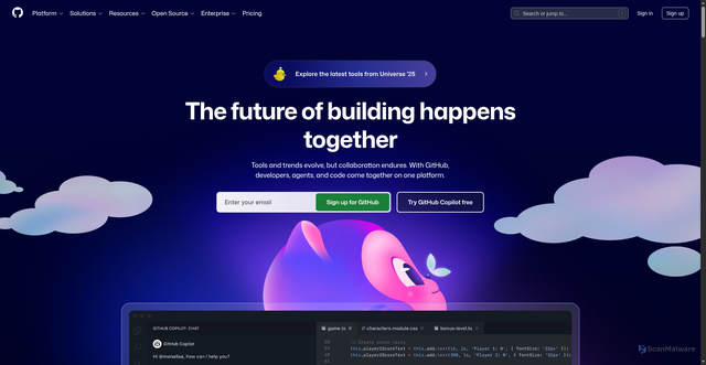 Security scan screenshot of https://github.com