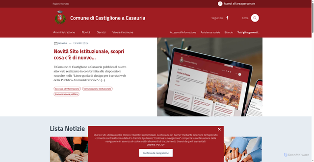 Security scan screenshot of https://comune.castiglioneacasauria.pe.it/