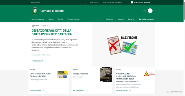 Security scan screenshot of https://www.comune.alonte.vi.it/