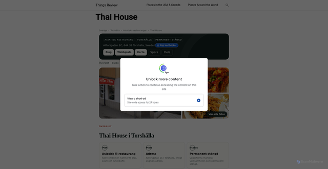 Security scan screenshot of https://thaihousetorshalla.se