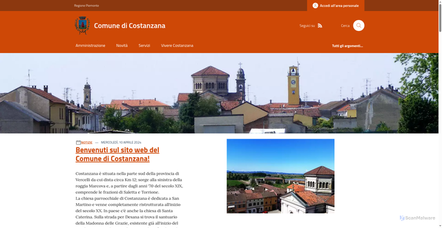 Security scan screenshot of https://www.comune.costanzana.vc.it/