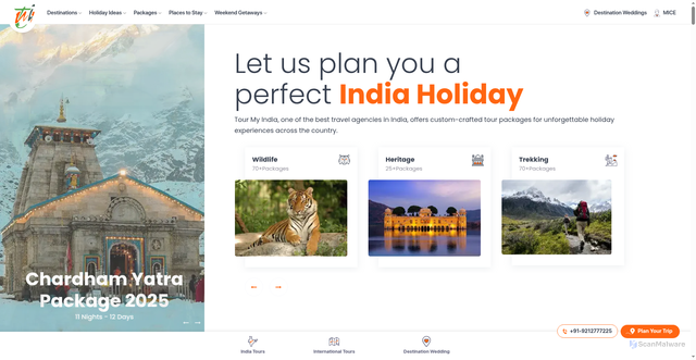 Security scan screenshot of https://www.tourmyindia.com