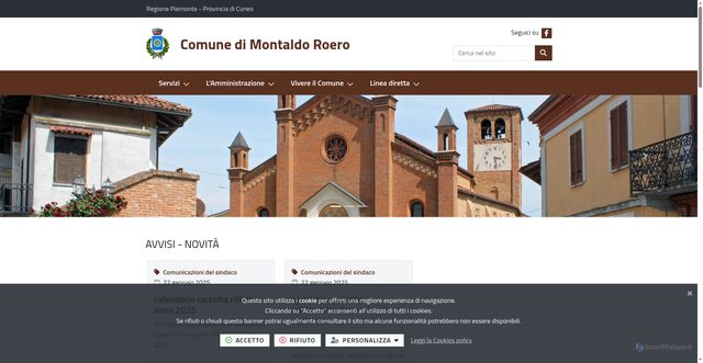 Security scan screenshot of https://www.comune.montaldoroero.cn.it/it-it/home