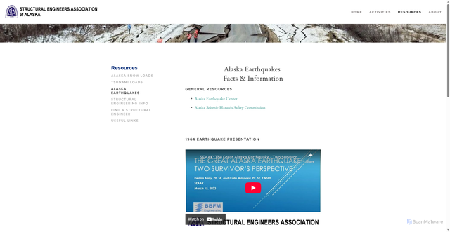 Security scan screenshot of https://seaak.net/akaska-earthquakes