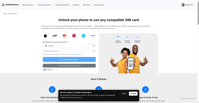 Security scan screenshot of https://mobileunlocks.com