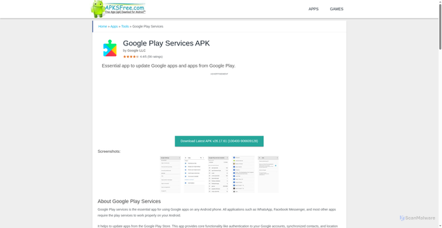 Security scan screenshot of https://google-play-services.androidapks.com/