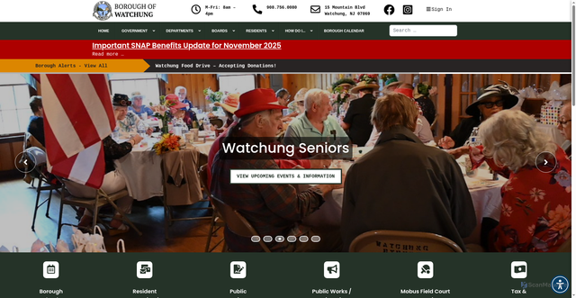 Security scan screenshot of https://watchungnj.gov/