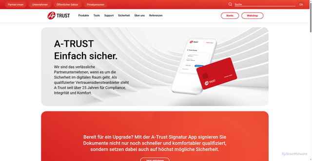 Security scan screenshot of https://service.a-trust.at