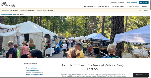 Security scan screenshot of https://stonemountainpark.com/yellow-daisy-festival/