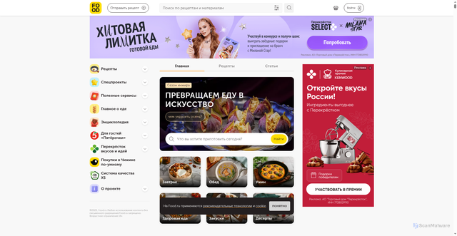 Security scan screenshot of https://food.ru