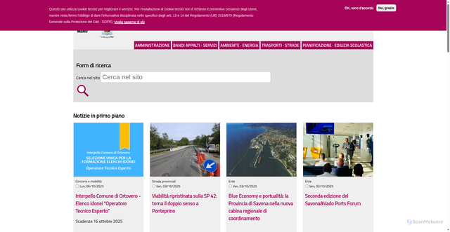 Security scan screenshot of https://www.provincia.savona.it/