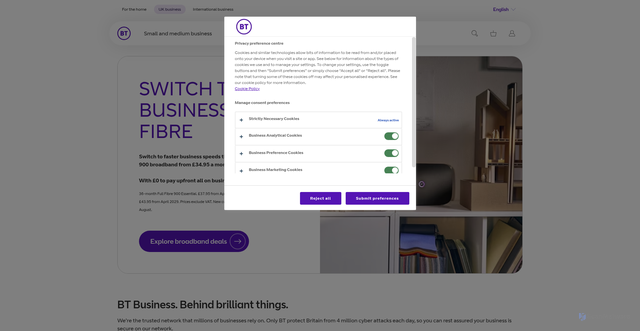 Security scan screenshot of https://globalservices.bt.com