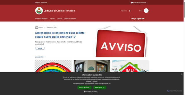 Security scan screenshot of https://www.comune.caselle-torinese.to.it