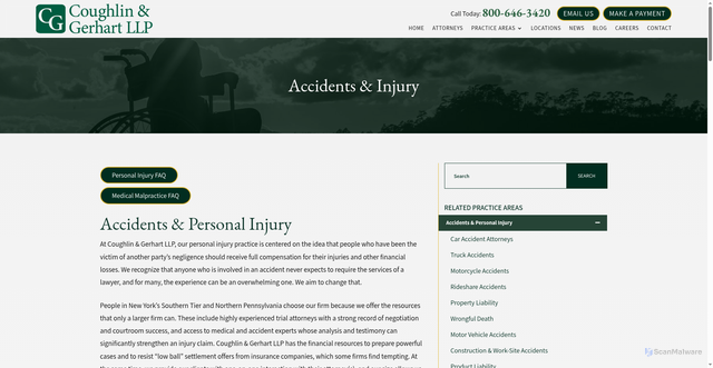 Security scan screenshot of https://www.cglawoffices.com/accidents-injury/