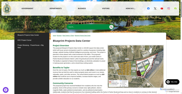 Security scan screenshot of https://taylortx.gov/1293/Blueprint-Projects-Data-Center