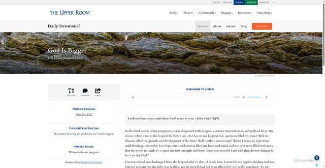 Security scan screenshot of https://www.upperroom.org/devotionals/en-2025-12-12