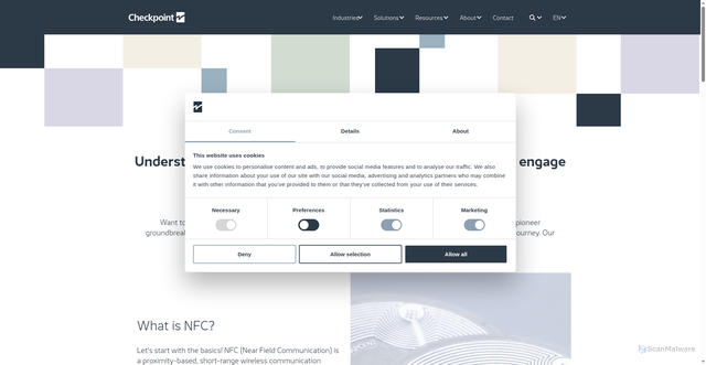 Security scan screenshot of https://checkpointsystems.com/apparel-labeling-solutions/understanding-nfc-technology/