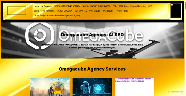 Security scan screenshot of https://omegacube-dev-test.pages.dev/omegacube-agency-services