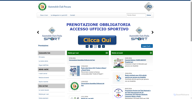 Security scan screenshot of https://www.pescara.aci.it