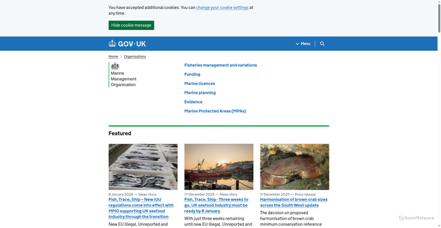 Security scan screenshot of https://www.gov.uk/government/organisations/marine-management-organisation