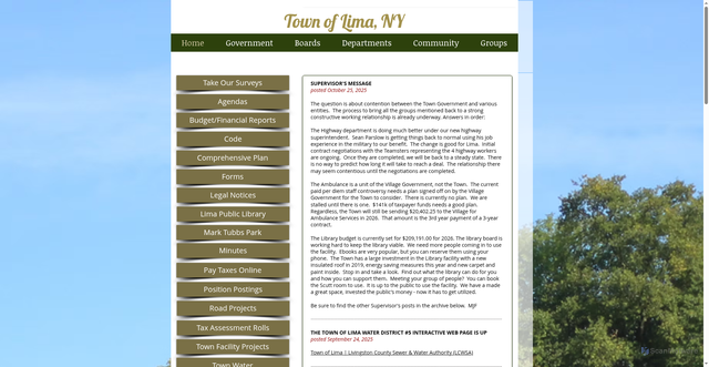 Security scan screenshot of https://www.townoflimany.gov/