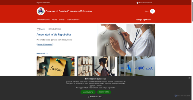 Security scan screenshot of https://www.comune.casalecremascovidolasco.cr.it/it