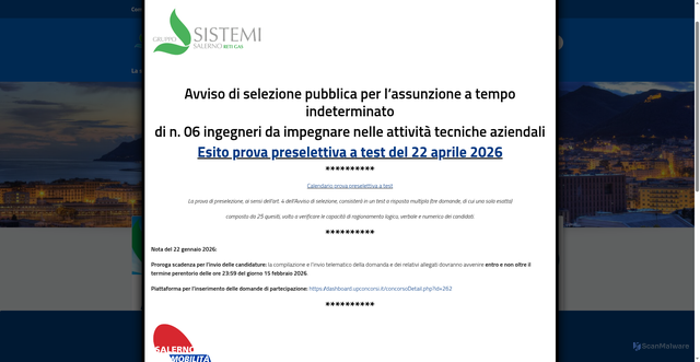 Security scan screenshot of https://holdingretieservizi.grupposistemisalerno.it/