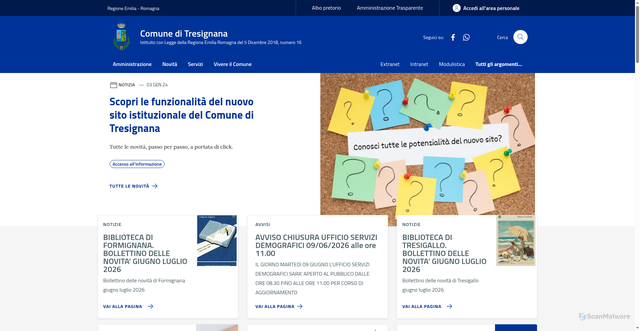 Security scan screenshot of https://www.comune.tresignana.fe.it