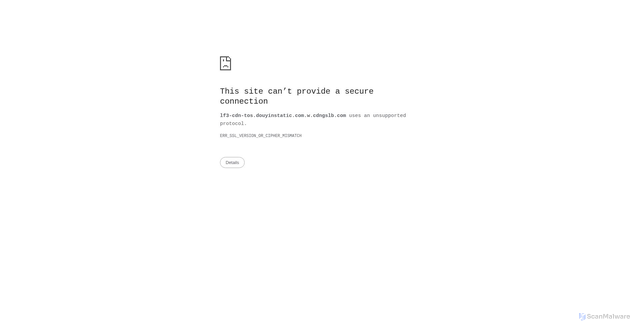 Security scan screenshot of https://lf3-cdn-tos.douyinstatic.com.w.cdngslb.com
