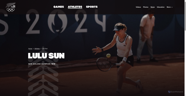 Security scan screenshot of https://olympic.org.nz/athletes/lulu-sun