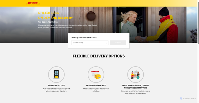 Security scan screenshot of https://delivery.dhl.com/