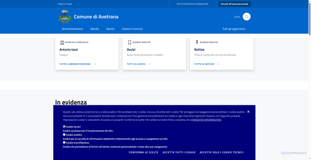 Security scan screenshot of https://www.comune.avetrana.ta.it