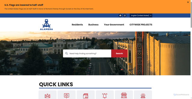 Security scan screenshot of https://www.alamedaca.gov/