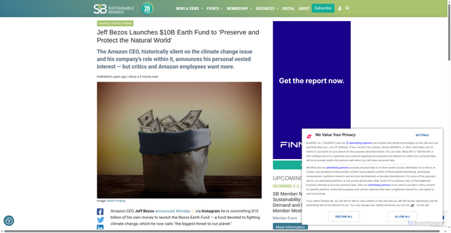 Security scan screenshot of https://sustainablebrands.com/read/jeff-bezos-launches-10b-earth-fund-to-preserve-and-protect-the-natural-world
