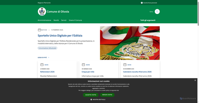 Security scan screenshot of https://www.comune.olivola.al.it
