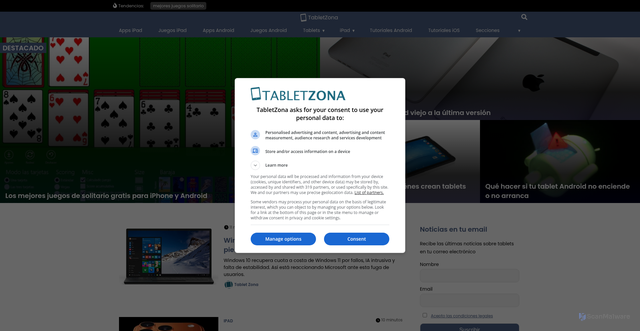 Security scan screenshot of https://tabletzona.es
