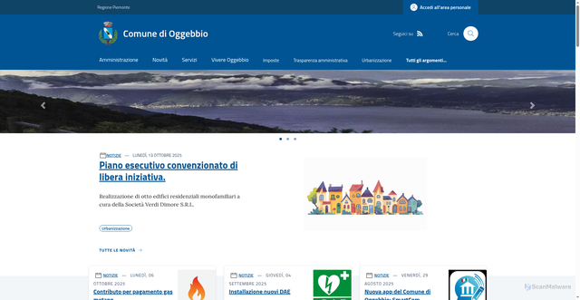 Security scan screenshot of https://www.comune.oggebbio.vb.it/
