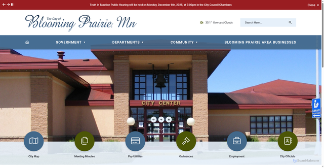 Security scan screenshot of https://bloomingprairiemn.gov/