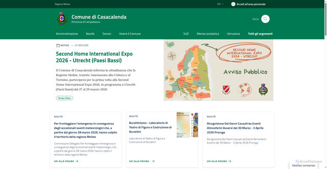 Security scan screenshot of https://www.comune.casacalenda.cb.it