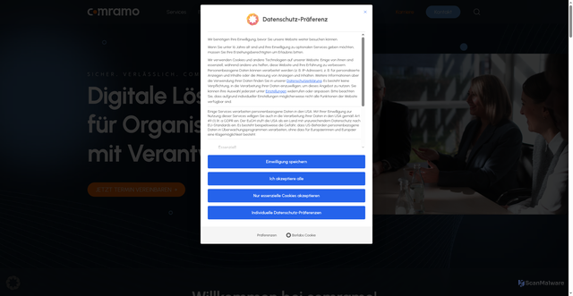 Security scan screenshot of https://comramo.de