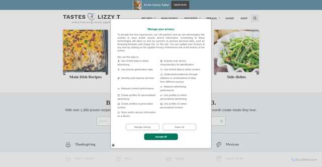 Security scan screenshot of https://tastesoflizzyt.com