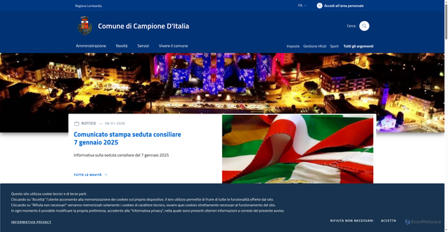 Security scan screenshot of https://www.comune.campione-d-italia.co.it/