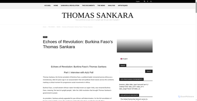 Security scan screenshot of https://www.thomassankara.net/echoes-of-revolution-burkina-fasos-thomas-sankara/?lang=en