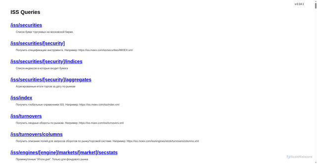 Security scan screenshot of https://iss.moex.com