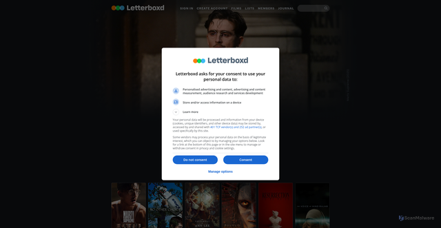 Security scan screenshot of https://letterboxd.com/
