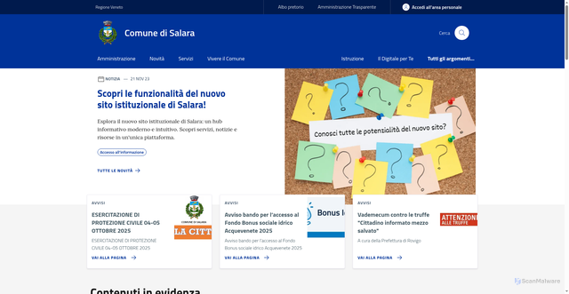Security scan screenshot of https://www.comune.salara.ro.it/