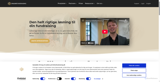 Security scan screenshot of https://onlinefundraising.dk